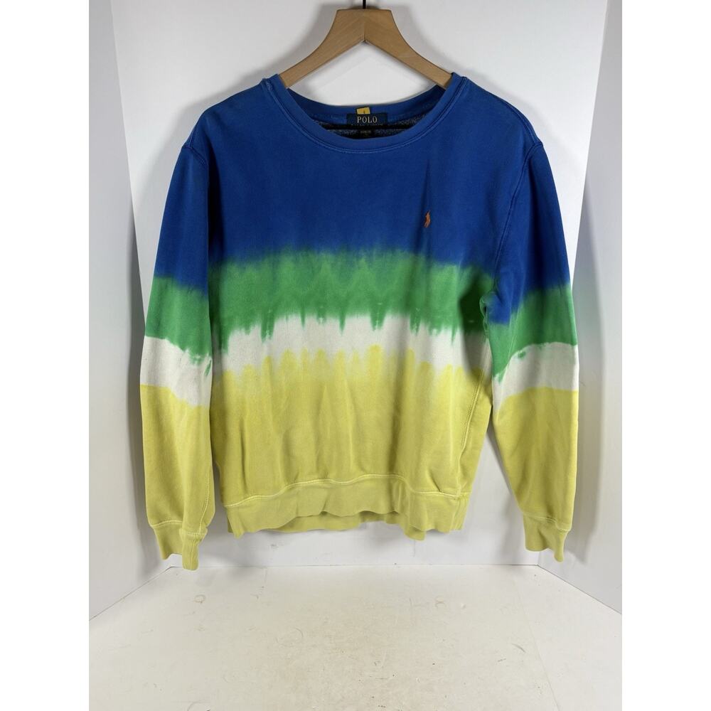 Polo Ralph Lauren Tie Dye Sweatshirt Womens XL Blue Green Crewneck Pony
